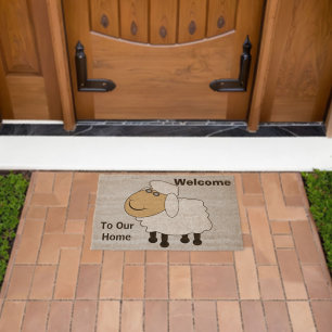 Sheep Design Personalised Fiber Doormat