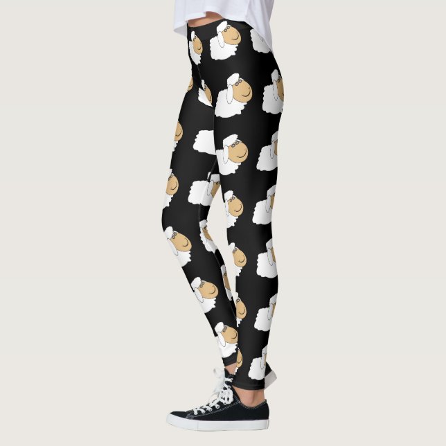 Sheep Design You Choose Background Colour Leggings (Left)