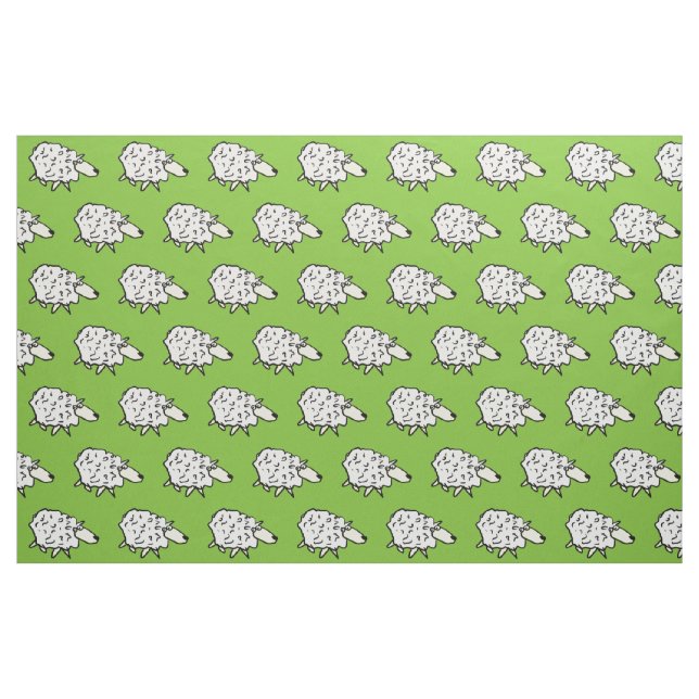 Sheep Designs in a Pattern on a Green Background Fabric (Fat Quarter)