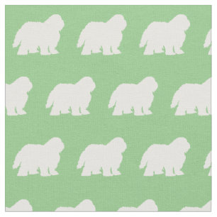 Sheep Dog Silhouette Pet Sage Green Fabric