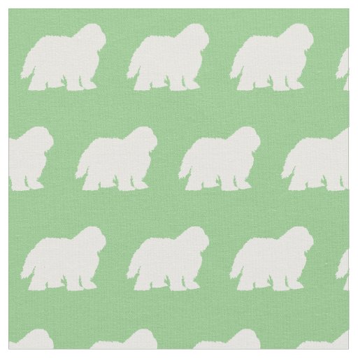 Sheep Dog Silhouette Pet Sage Green Fabric