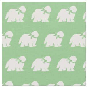 Sheep Dog Silhouette Pet Sage Green Fabric