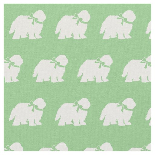 Sheep Dog Silhouette Pet Sage Green Fabric