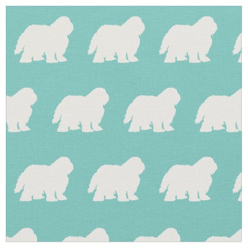 Sheep Dog Silhouette Pet Teal Fabric