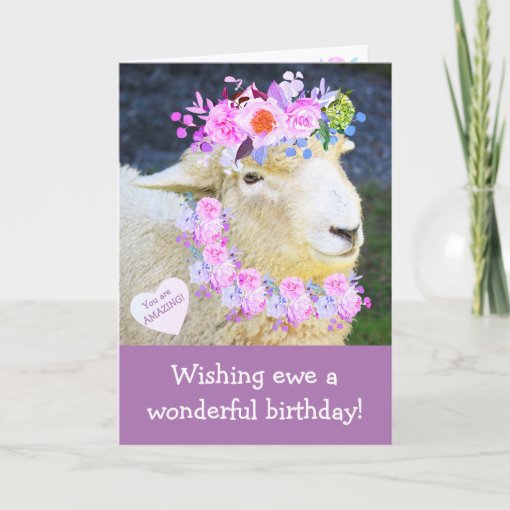 Sheep Dressed In Flowers Birthday Card | Zazzle