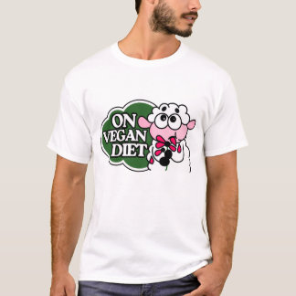 Sheep Eating Flower Saying “On Vegan Diet” T-Shirt