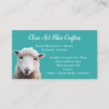 Sheep Face Custom Yarn Fiber Craft Shop Business C Business Card by DustyFarmPaper at Zazzle