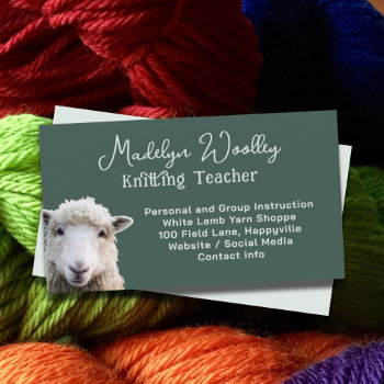 Sheep Face Custom Yarn Fiber Craft Shop Business Card by pamdicar at Zazzle