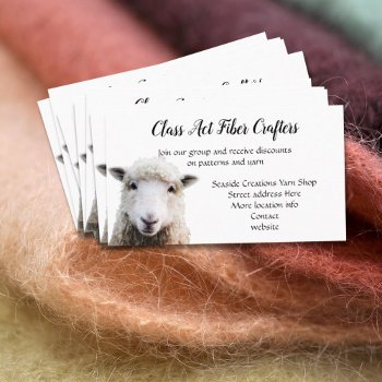 Sheep Face Custom Yarn Fiber Craft Shop Business Card by DustyFarmPaper at Zazzle