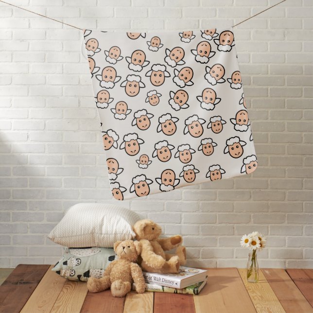 sheep face cute for kids baby blanket (In Situ)