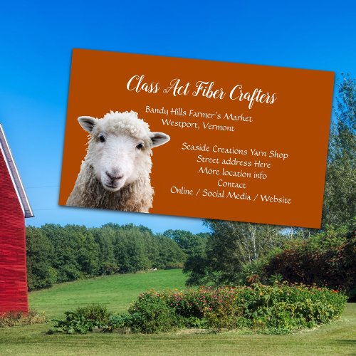 Sheep Face Wool Yarn Fiber Arts Craft Shop Business Card