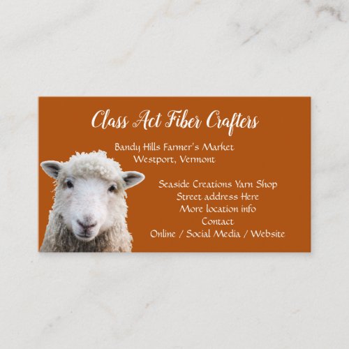 Sheep Face Wool Yarn Fiber Arts Craft Shop Business Card