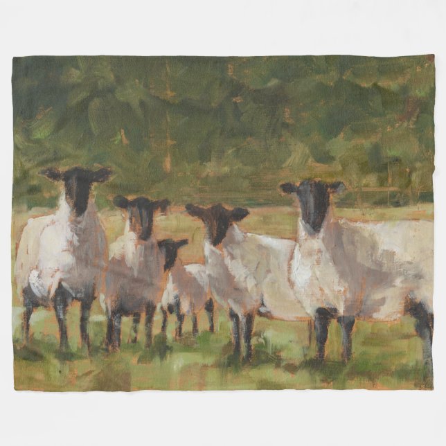 Sheep Family Fleece Blanket (Front (Horizontal))