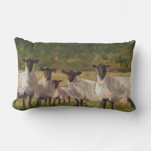 Sheep Family Lumbar Pillow (Front)