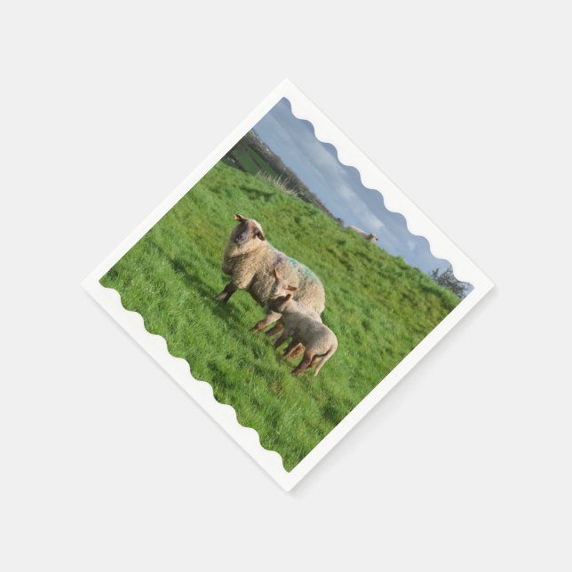 Sheep Family Paper Napkins (Corner)