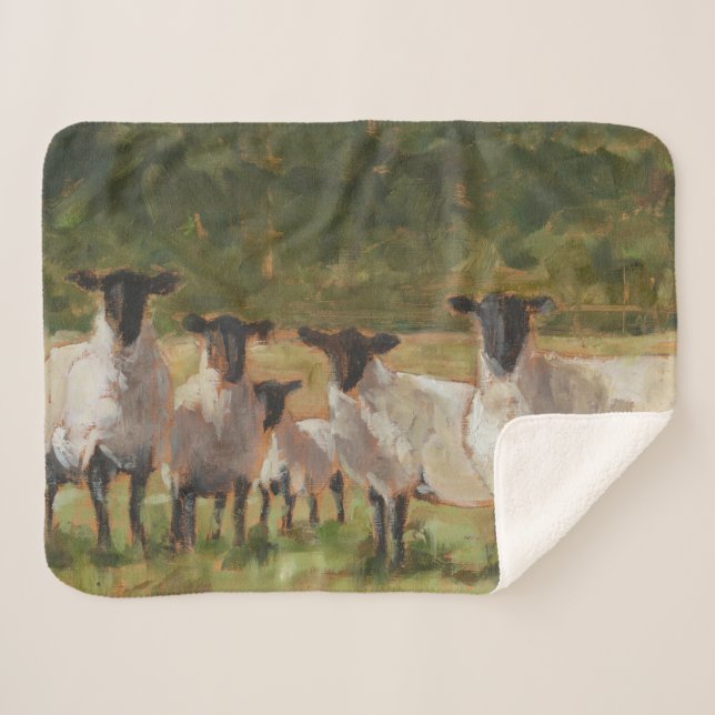 Sheep Family Sherpa Blanket (Front (Horizontal))