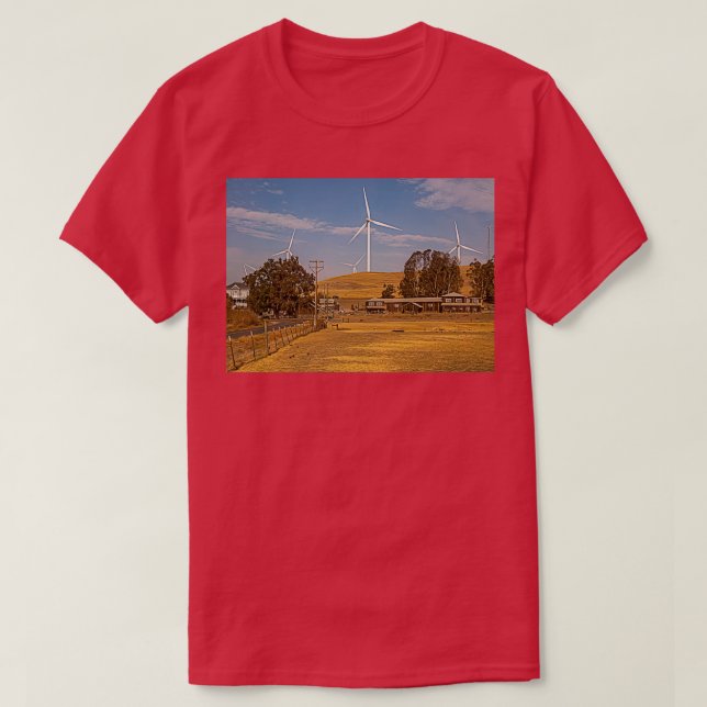 Sheep Farm and wind Turbines T-Shirt (Design Front)