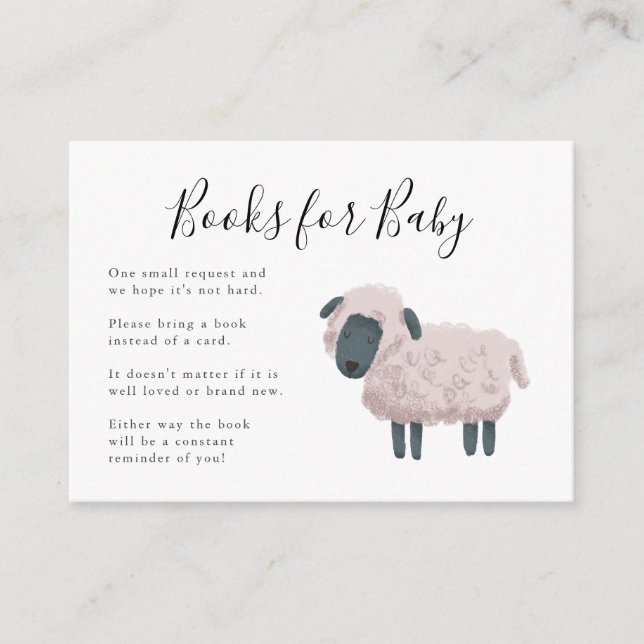 Sheep Farm Animal Baby Shower Book Request Enclosure Card (Front)