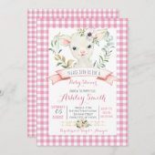 sheep farm baby shower invitation pink girl (Front/Back)