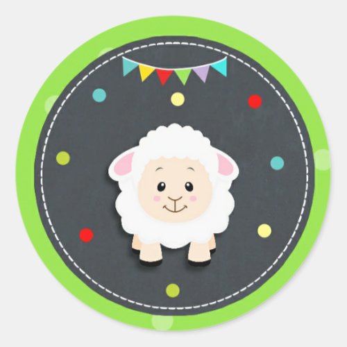Sheep Farm Barnyard Animal Birthday Baby Shower Classic Round Sticker
