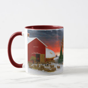 Sheep Farm Barnyard in Winter Horatio Shaw 1885 Mug