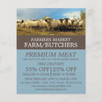 Sheep Farm, Farmer & Butcher Advertising Flyer