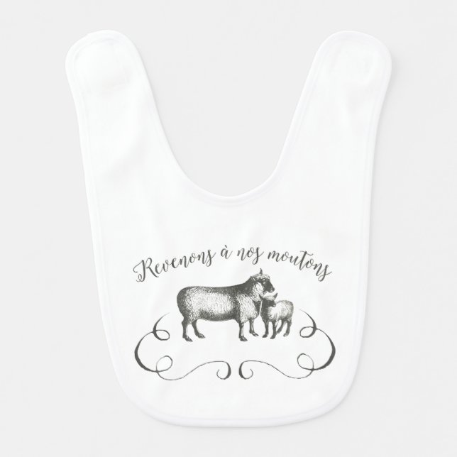 Sheep Farm Funny French Expression Vintage Style Bib (Front)