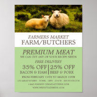 Sheep, Farmer & Butcher Advertising Poster