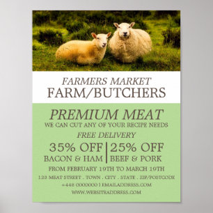 Sheep, Farmer & Butcher Advertising Poster