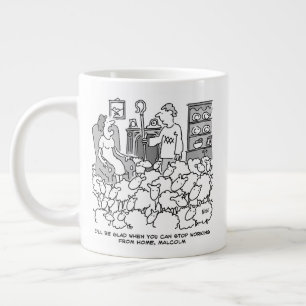 Sheep Farmer Working from Home with his Sheep Giant Coffee Mug