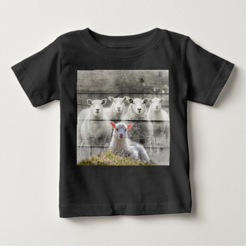 Sheep Flock Baby Lamb Baby T_Shirt