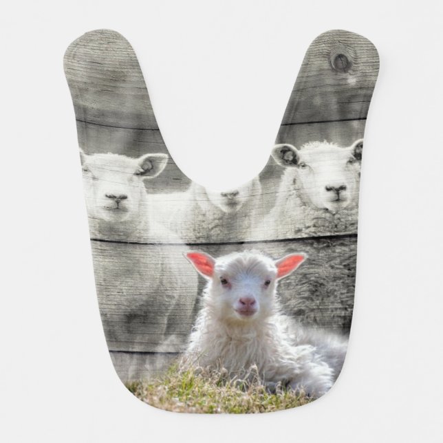 Sheep Flock Baby Lamb Bib (Front)