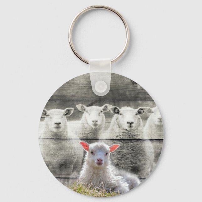 Sheep Flock Baby Lamb Keychain (Front)