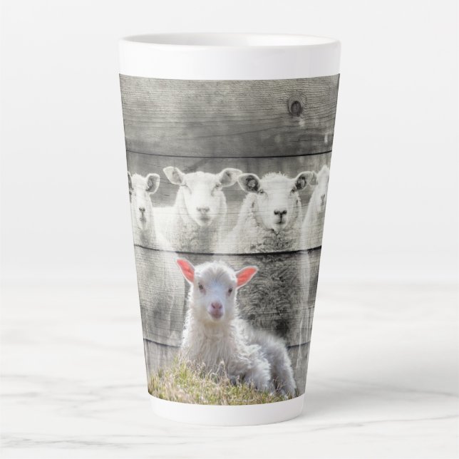Sheep Flock Baby Lamb Latte Mug (Front)