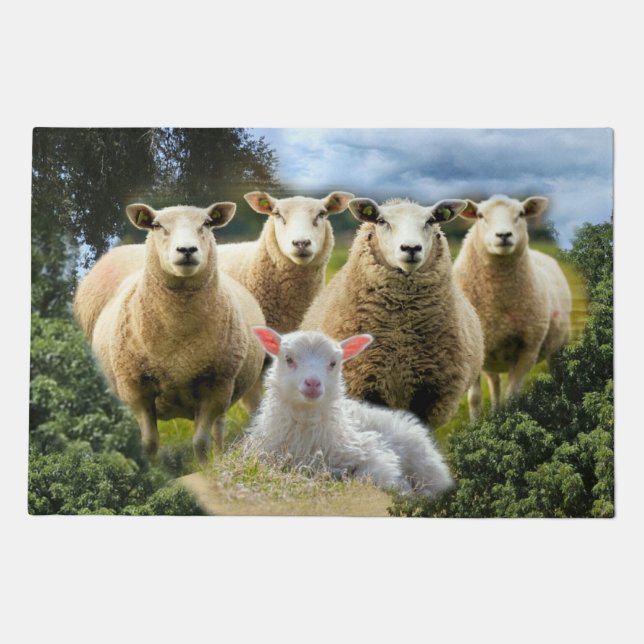 Sheep Flock Sheep Herd Baby Lamb Doormat (Front)