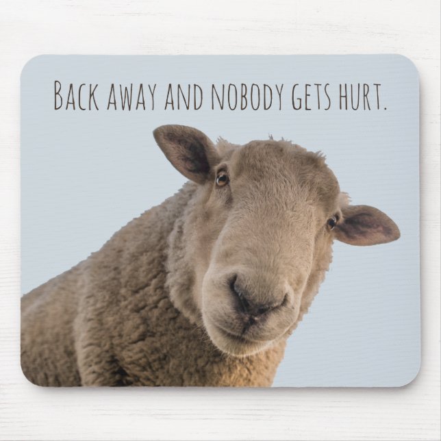 Sheep funny warning back away attack sheep mouse pad (Front)