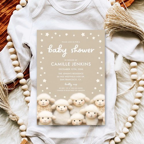 Sheep Gender Neutral Baby Shower Invitation