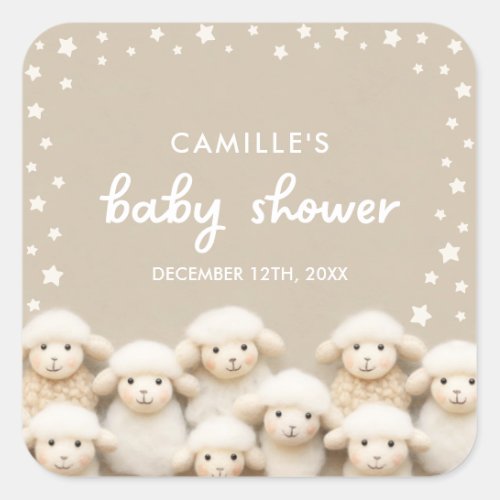 Sheep Gender Neutral Baby Shower Square Sticker