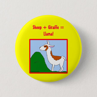 Sheep + Giraffe = Llama! Pinback Button
