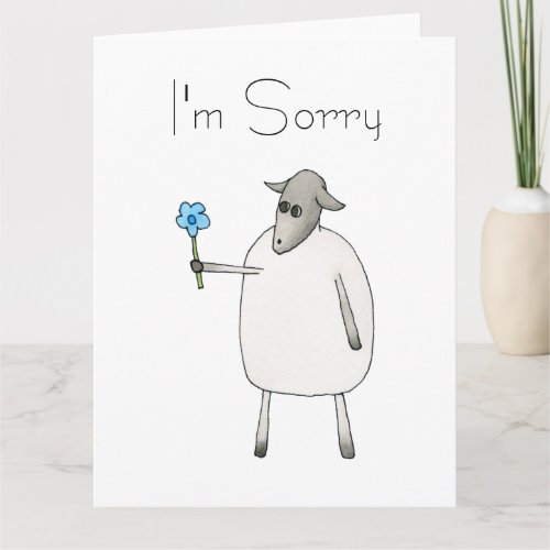 Sheep Giving a Flower Sorry Card
