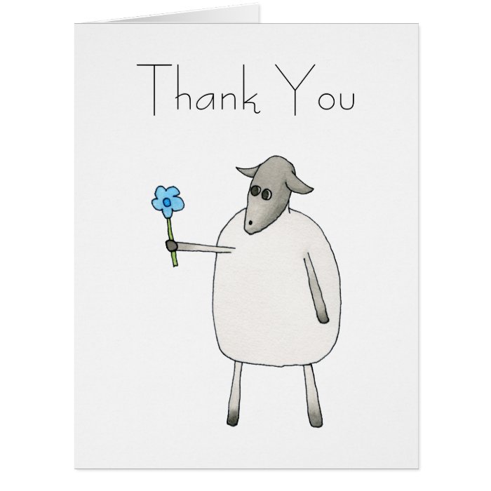 Sheep Giving a Flower, Thank You. Card