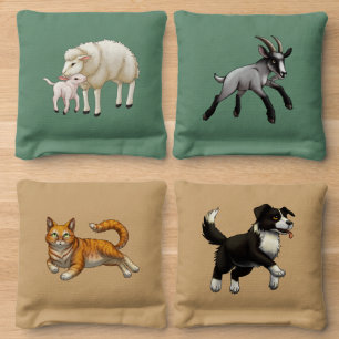 Sheep + Goat & Cat + Dog cornhole bags