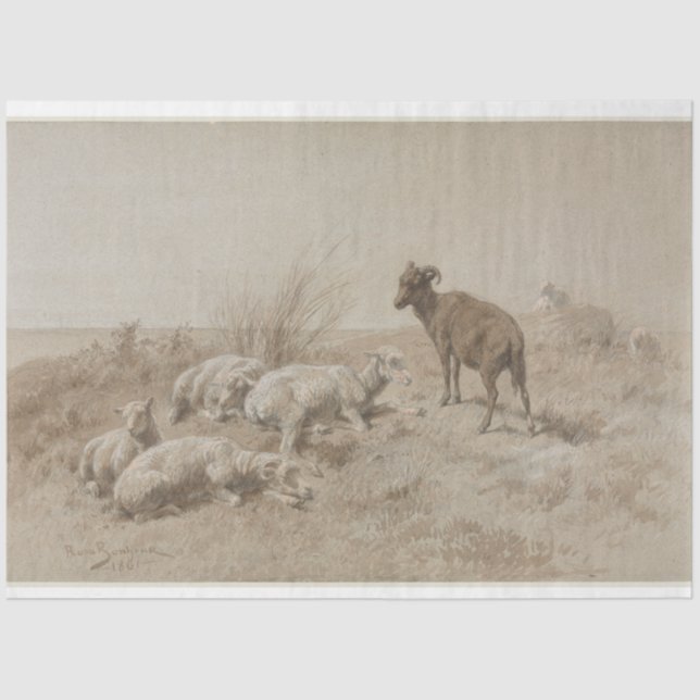 Sheep Graphite Artwork Decoupage Paper (Front)