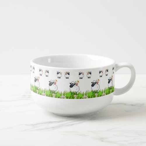 Sheep Grass Floral Soup Mug