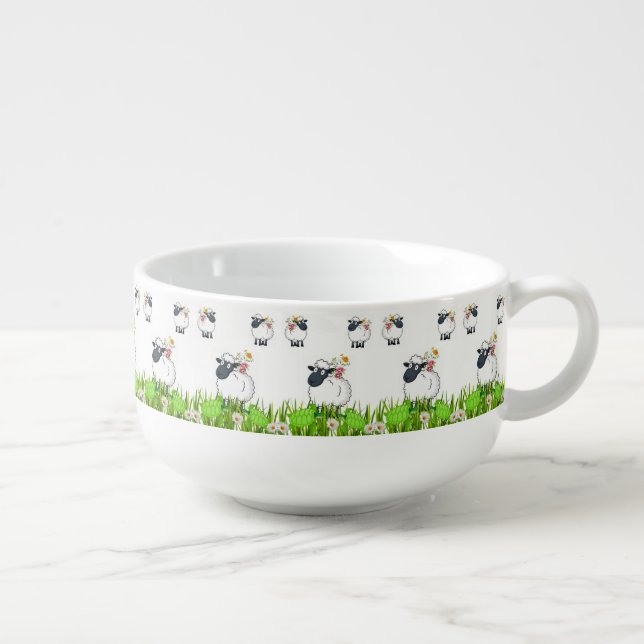 Sheep Grass Floral Soup Mug (Left)