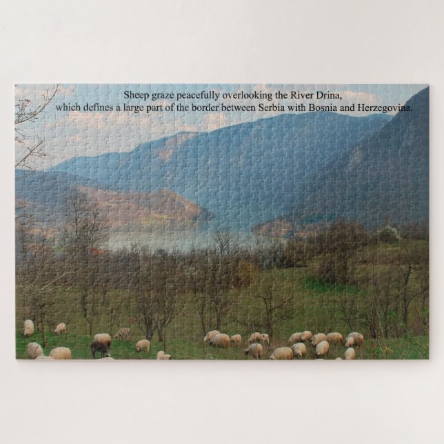 Sheep Grazing on the Bosnia Border Large Jigsaw Puzzle (Horizontal)