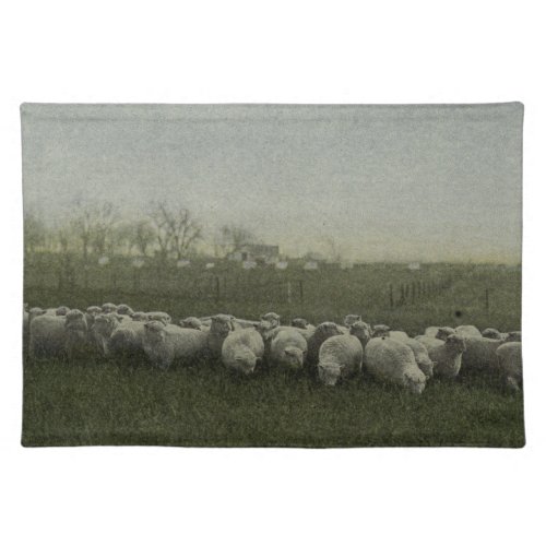 sheep grazing photo 1918 placemat