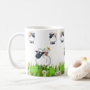 Sheep Green Turtles Floral Mug