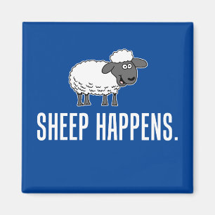 Sheep Happens Cartoon Sheep Magnet