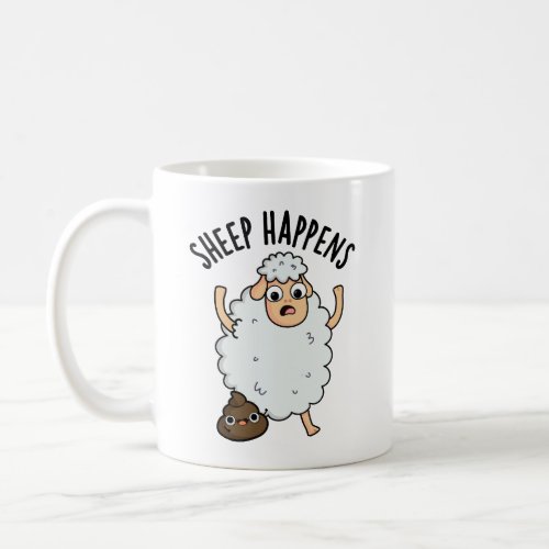 Sheep Happens Funny Poop Puns  Coffee Mug